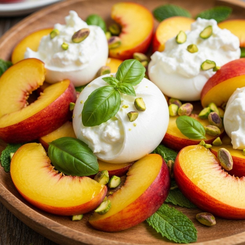 Salada de Pêssego com Burrata